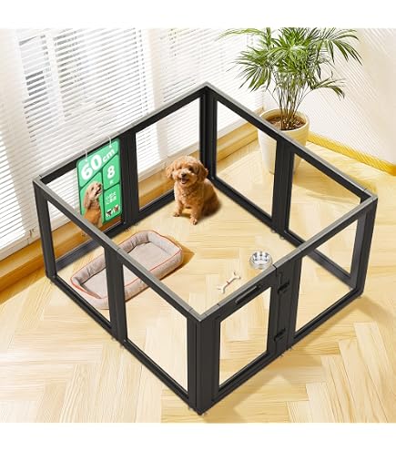 Amazon | FXW AuraSpace 透明アクリル犬用サークル 室内用 60cm 8枚